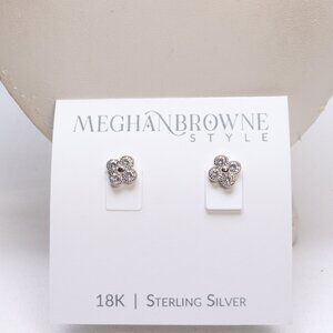 Meghan Browne Silver Tone Clear Crystal Stud Earrings $32 New